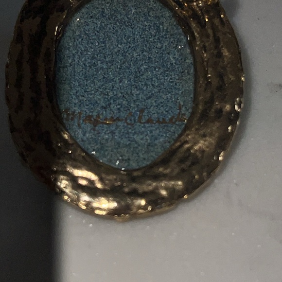 Artisanal Brooch/Pendant Black Enamel Faux Pearl Ornate Gold Trim - Picture 4 of 5